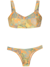 AMIR SLAMA PALM LEAF PRINT BIKINI