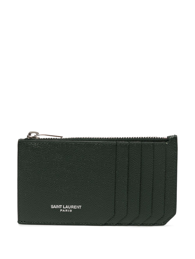 Saint Laurent Logo-print Leather Cardholder In Black