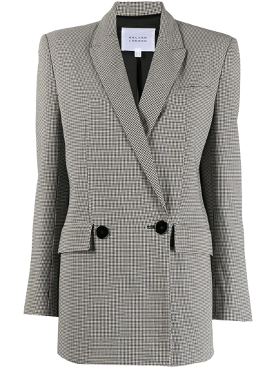 Galvan Houndstooth Double-breasted Blazer In Grey