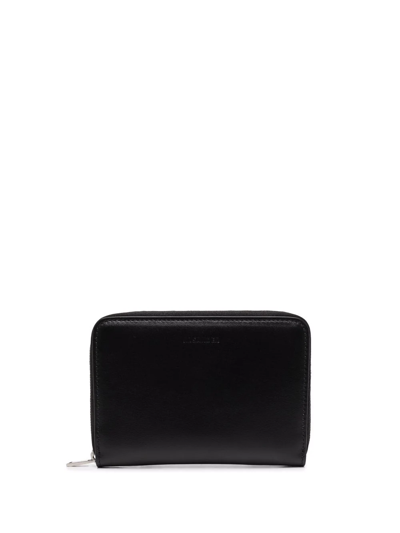 Jil Sander Zip-around Leather Wallet In Black