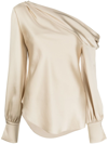 Jonathan Simkhai Alice Off-shoulder Satin Blouse In Beige