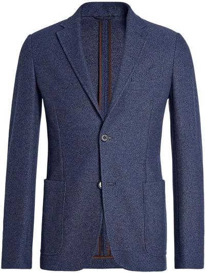 Ermenegildo Zegna Single-breasted Cotton Blazer In Blue