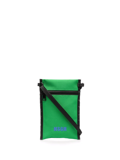 Msgm Rectangular Pouch Satchel Bag In Green
