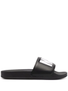 Msgm Logo-embossed Rubber Slides In Black