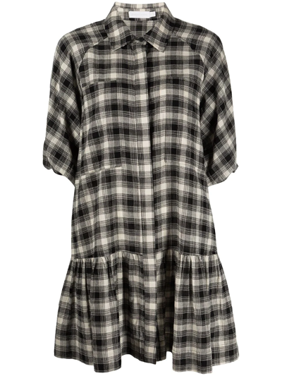 Jonathan Simkhai Standard Crissy Plaid-print Shirt Dress In Black Plaid