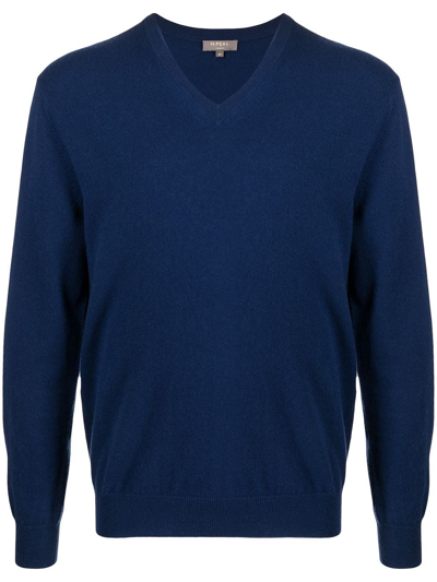 N•peal V-neck Cashmere Jumper In Blue