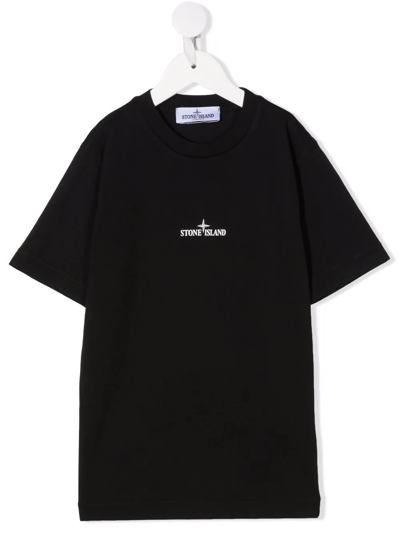 Stone Island Junior Kids' Logo Crew-neck T-shirt In Black