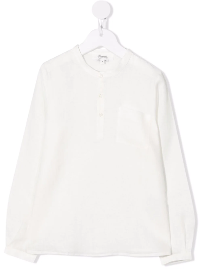 Bonpoint Kids' Long-sleeve Fitted Shirt In Neutrals