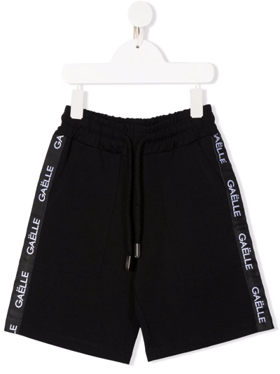 Gaelle Paris Teen Logo-tape Drawstring-waist Shorts In Black