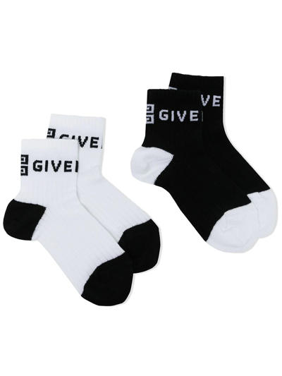 Givenchy Kids Two-pack Black & White Two-tone Logo Socks