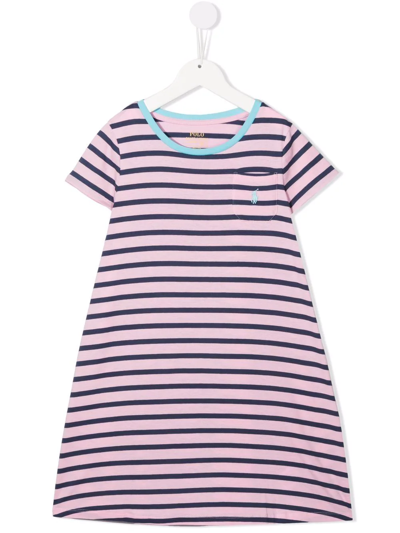 Polo Ralph Lauren Kids' Cotton Striped T-shirt Dress In Rosa | ModeSens