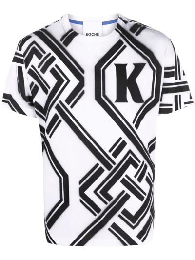Koché Logo Sprayed Cotton Jersey T-shirt In Weiss