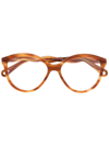 Chloé Wave-arm Round Tortoiseshell Glasses In Brown