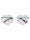 Chloé 59mm Gradient Heart Shape Sunglasses In Gold