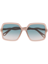 Chloé Zelie Square-frame Sunglasses In Neutrals