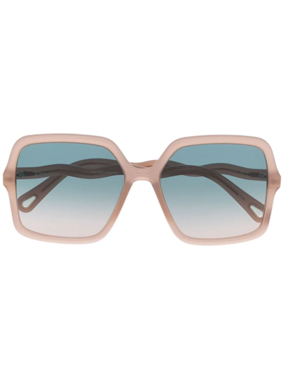 Chloé Zelie Square-frame Sunglasses In Brun