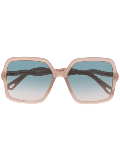Chloé Zelie Square-frame Sunglasses In Neutrals