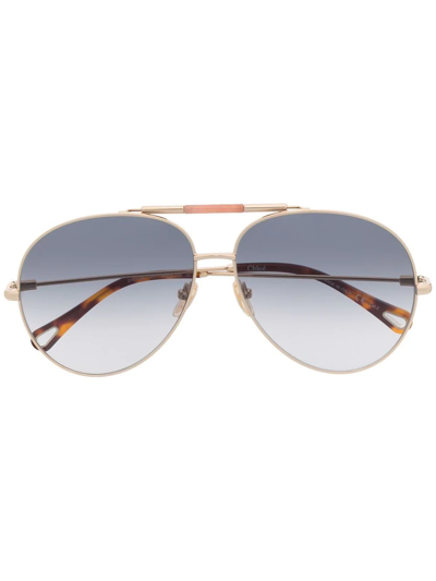 Chloé Gradient Pilot Sunglasses In Gold