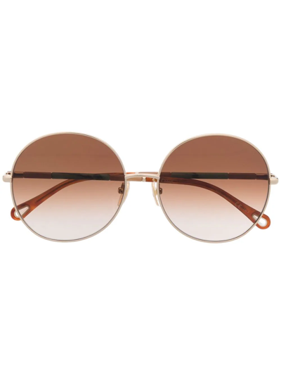 Chloé Ulys Round-frame Sunglasses In Gold
