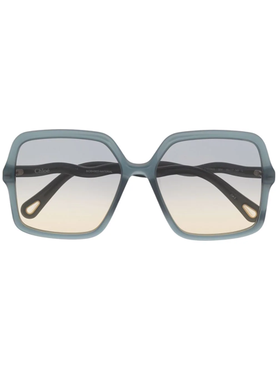 Chloé Zelie Square-frame Sunglasses In Green