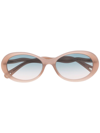 Chloé Ch0088s Oval-frame Sunglasses In Neutrals