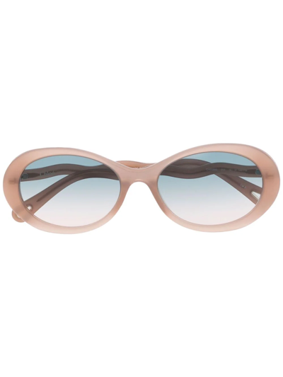 Chloé Ch0088s Oval-frame Sunglasses In Neutrals