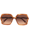 Chloé Zelie Oversized Square-frame Tortoiseshell Acetate Sunglasses In Brown
