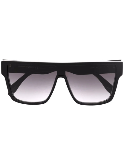 Alexander Mcqueen Gradient-lenses Flat-top Sunglasses In Black