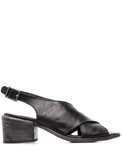 Moma Crossover-strap Leather Sandals In Black