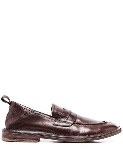 Moma Penny-slot Grained-leather Loafers In Brown