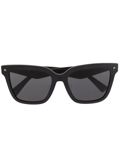 Valentino Logo-print Square-frame Sunglasses In Black