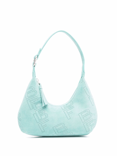 By Far Amber Perforated Logo Shoulder Bag In Blue