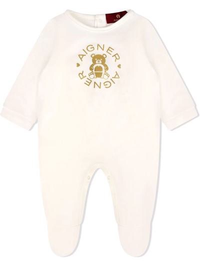 Aigner Logo-print Baby-grow In Neutrals