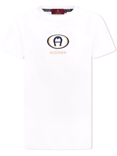Aigner Kids' Logo印花t恤 In White