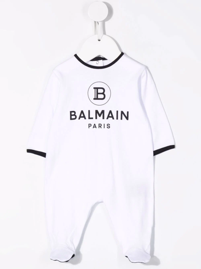 Balmain Logo-print Babygrow Set In White