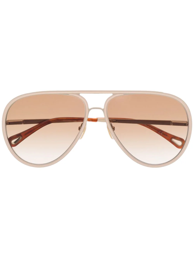 Chloé Tinted Pilot-frame Sunglasses In Neutrals