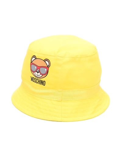 Moschino Babies' Teddy-print Bucket Hat In Yellow