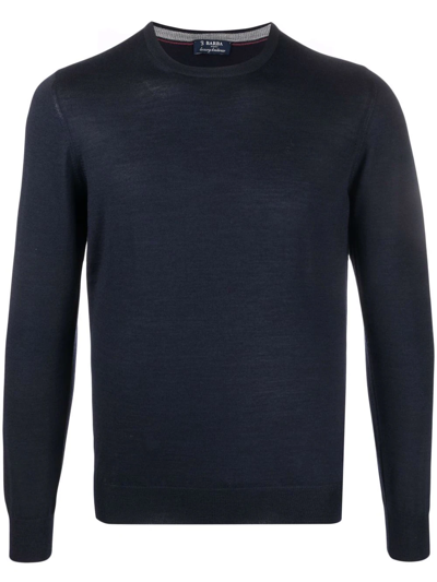 Barba Fine-knit Crew-neck Jumper In Blue