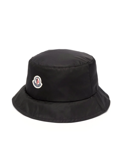 Moncler Kids' 标贴渔夫帽 In Black