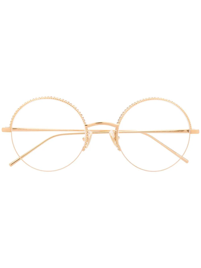 Boucheron Round-frame Gold-tone Glasses