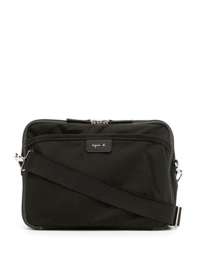 Agnès B. Logo Tag Messenger Bag In Black