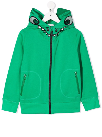 Stella Mccartney Kids Green Hoodie With Crocodile Muzzle