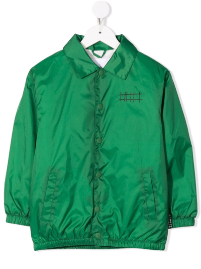 Molo Kids' Pointed-collar Button-up Padded Jacket In Green