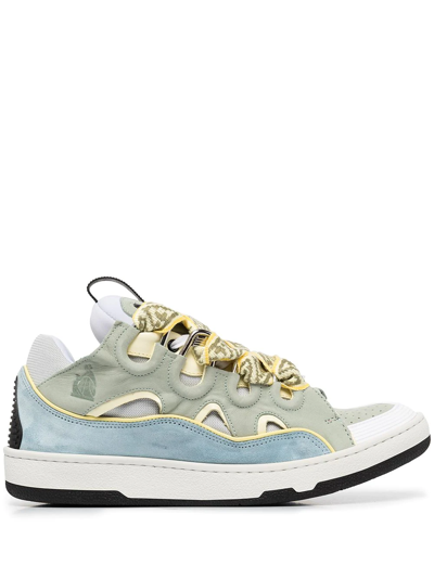 Lanvin Curb Lace-up Sneakers In Ice Blue Pale Green