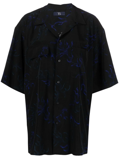 Y's Abstract-print Oversized Shirt In Black