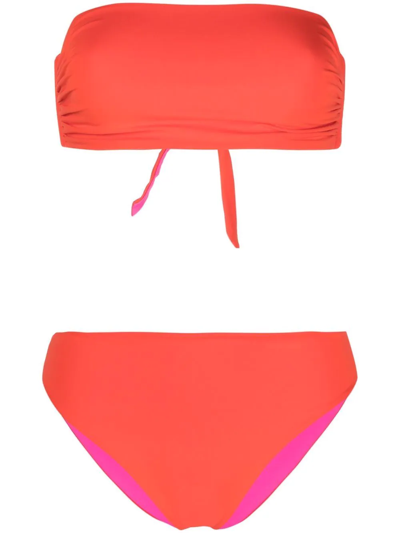 Fisico Logo-print Bandeau Bikini In Giallo