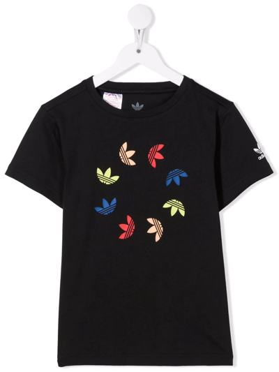 Adidas Originals Kids' Logo-embroidered T-shirt In Black