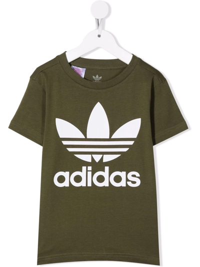 Adidas Originals Kids' Logo-print T-shirt In Green