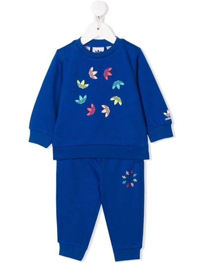 Adidas Originals Babies' Logo-print Tracksuit Set In Blue