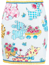 Moschino Calico Animals Piquet Mini Skirt In Blue
